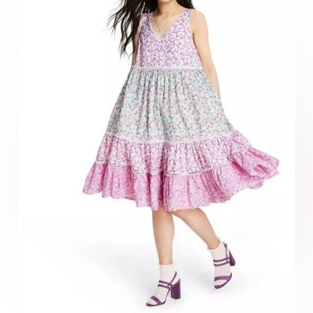 LoveShackFancy Camille Babydoll Midi Dress Size M